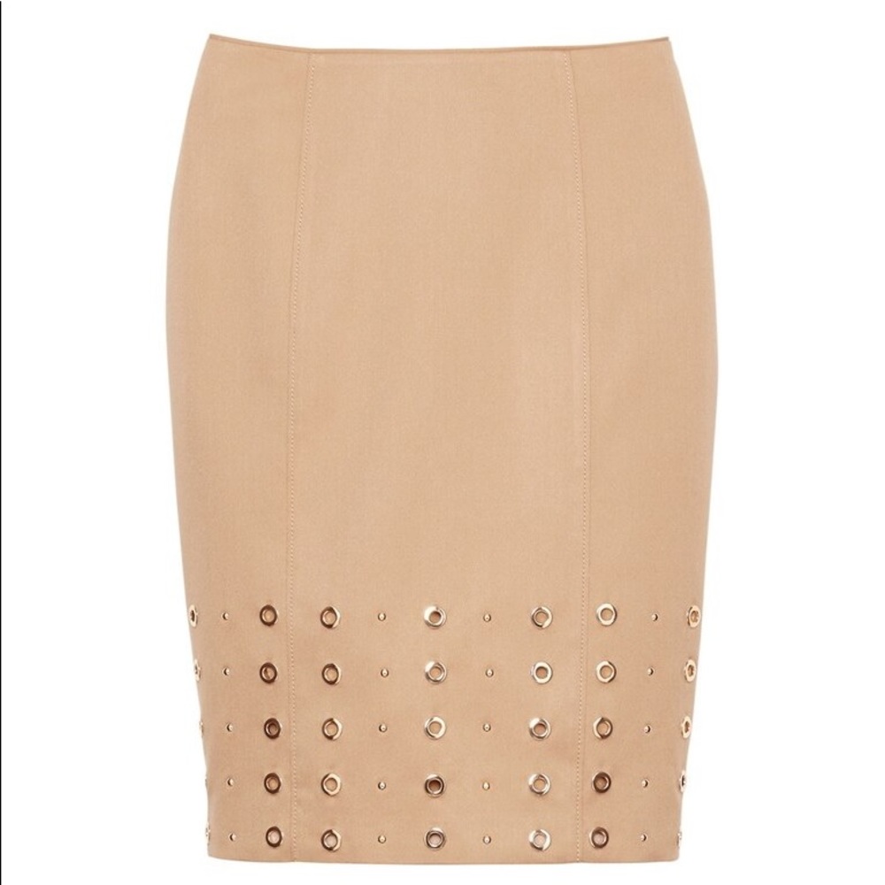 ✨WHBM✨ Tan midi skirt with gold studs bottom